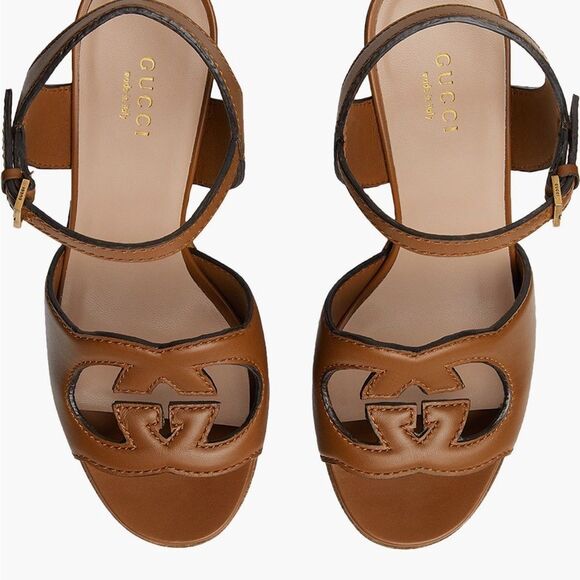 Gucci Interlocking G Cutout Platform Sandal 38.5/8 - Picture 2 of 16